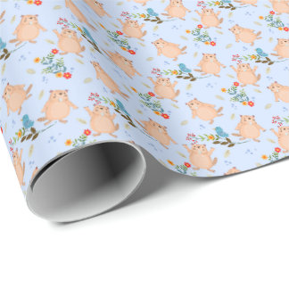Biber und Vogel Geschenkpapier