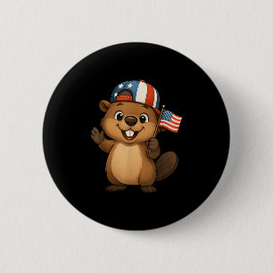 Biber USA Flag 4. Juli Unabhängigkeitstag Jungen G Button