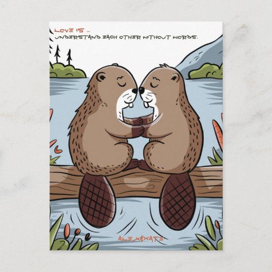 Biber-Valentinstag Postkarte (Vorderseite)