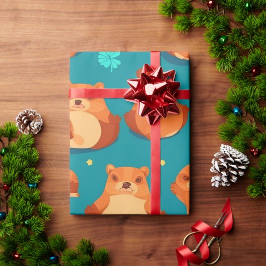 Biber Wasserfarbe Personalisiertes Muster Geschenkpapier (Feiertagsgeschenk)