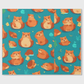 Biber Wasserfarbe Personalisiertes Muster Geschenkpapier (Flach)