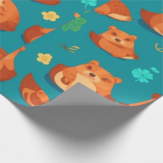 Biber Wasserfarbe Personalisiertes Muster Geschenkpapier (Ecke)