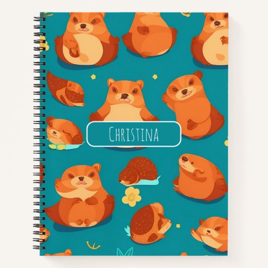 Biber Wasserfarbe Personalisiertes Muster Notizblock (Vorderseite)