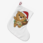 Biber Weihnachten Winter Tiere Biber Großer Weihnachtsstrumpf (Vorderansicht (hängend))
