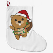 Biber Weihnachten Winter Tiere Biber Großer Weihnachtsstrumpf (Vorderseite)