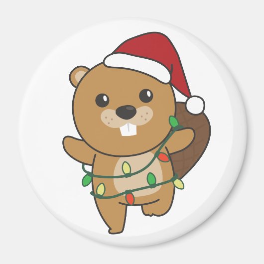 Biber Weihnachten Winter Tiere Biber Magnet (Vorne)