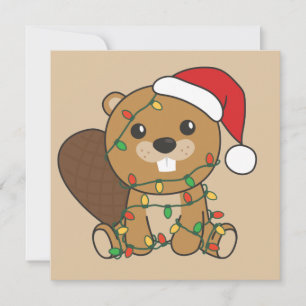 Biber-Weihnachten-Wintertiere Biber-Einladung Einladung
