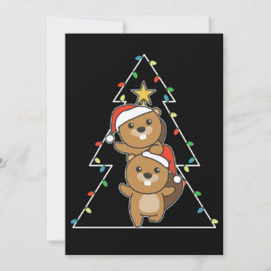 Biber Weihnachtsbaum Weihnachtstiere Tiere Biber Feiertagskarte