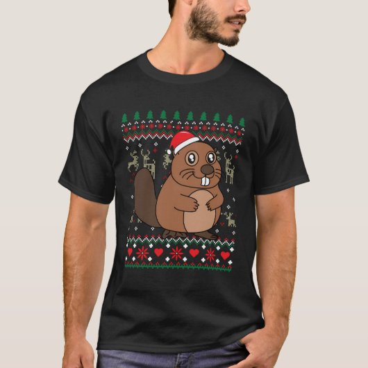 Biber Weihnachtsgeschenk Farm Funny hässlich T-Shirt (Vorderseite)