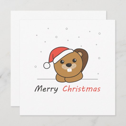Biber Weihnachtsschnee Wintertiere Biber Einladung (Vorne/Hinten)