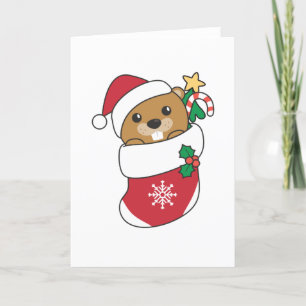 Biber Weihnachtsschnee Wintertiere Biber Feiertagskarte