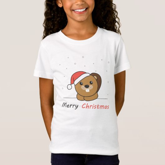 Biber Weihnachtsschnee Wintertiere Biber T-Shirt (Vorderseite)