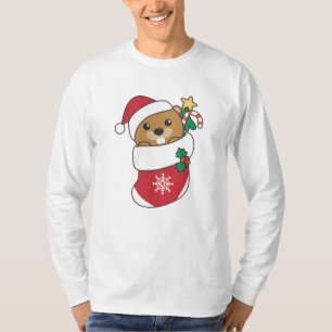 Biber Weihnachtsschnee Wintertiere Biber T-Shirt