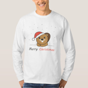 Biber Weihnachtsschnee Wintertiere Biber T-Shirt