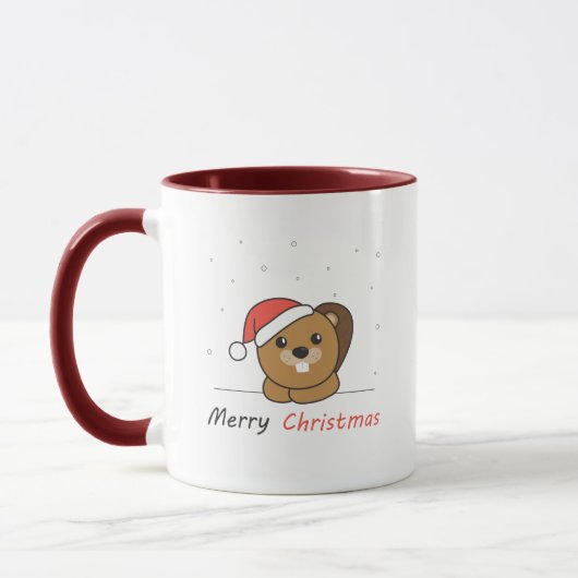 Biber Weihnachtsschnee Wintertiere Biber Tasse (Links)