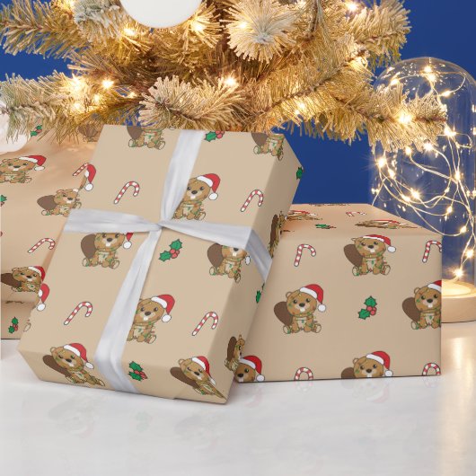 Biber Weihnachtstiere Beaver Wrapping Paper Geschenkpapier (Feiertage)