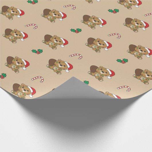 Biber Weihnachtstiere Beaver Wrapping Paper Geschenkpapier (Ecke)
