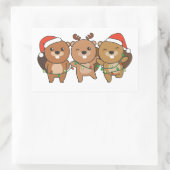 Biber Weihnachtstiere Niedliche Biber Squ Rechteckiger Aufkleber (Tasche)
