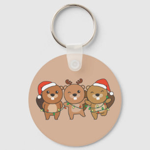 Biber Weihnachtstiere Niedlicher Biber-Schlüssel Schlüsselanhänger