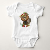 Biber Woodland Animal Kranz | Baby Bodysuit Baby Strampler (Vorderseite)