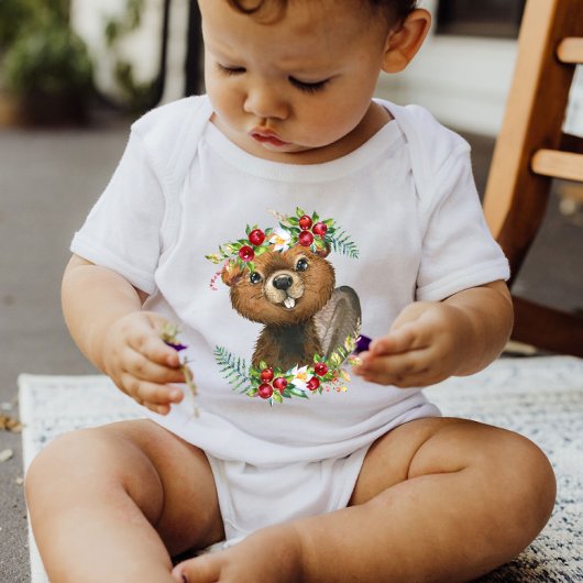 Biber Woodland Animal Kranz | Baby Bodysuit Baby Strampler