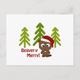 Biber-y Merry! Weihnachtsbär Feiertagspostkarte