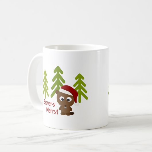 Biber-y Merry! Weihnachtsbär Kaffeetasse (Vorderseite Links)