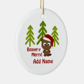 Biber-y Merry! Weihnachtsbär Keramik Ornament (Rechts)