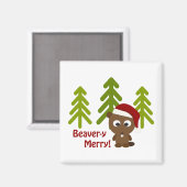 Biber-y Merry! Weihnachtsbär Magnet (Vorderseite/Rückseite)