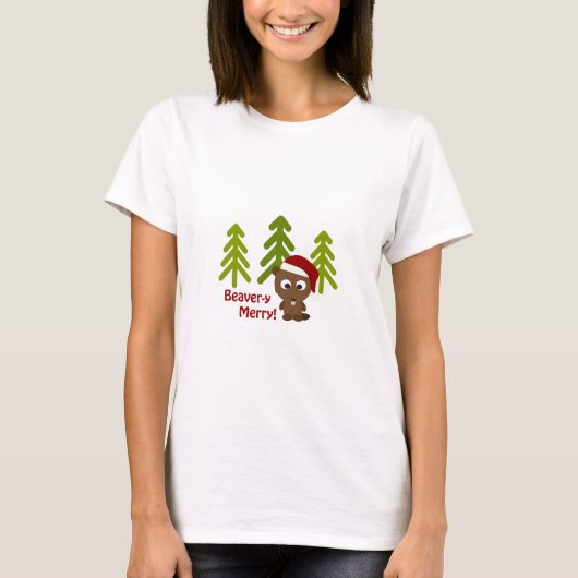 Biber-y Merry! Weihnachtsbär T-Shirt (Vorderseite)