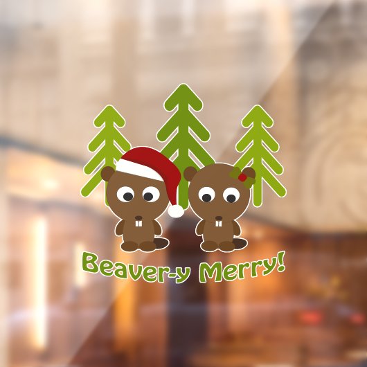 Biber-y Merry! Weihnachtsbäume Fensteraufkleber (Blatt 2)