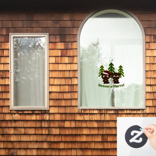 Biber-y Merry! Weihnachtsbäume Fensteraufkleber (Fenster Zuhause)