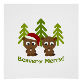 Biber-y Merry! Weihnachtsbäume Poster