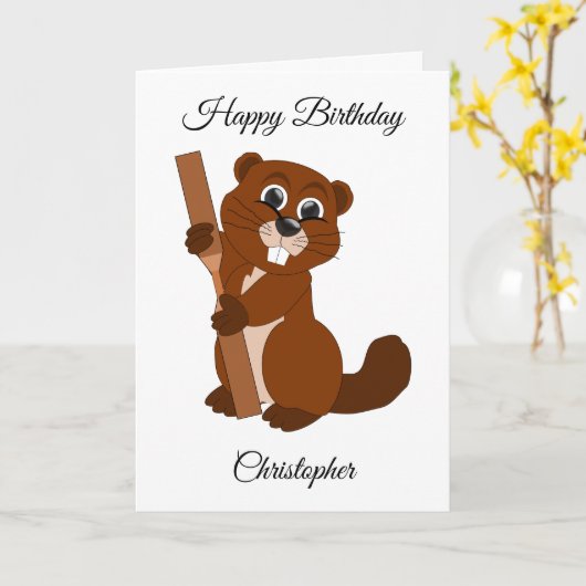 Biberdesign Personalisiert Geburtstag Karte (Gelbe Blume)