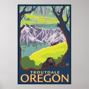Biberfamilie - Troutdale, Oregon Poster