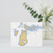 Biberinsel, MI-Wasserkarte Postkarte (Stehend Vorderseite)