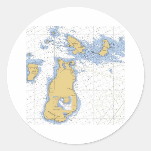 Biberinsel, MI-Wasserkarte Runder Aufkleber (Vorderseite)