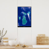 Biberinsel, Satellitenposter von Michigan Poster (Küche)