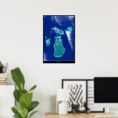Biberinsel, Satellitenposter von Michigan Poster (Heimbüro)