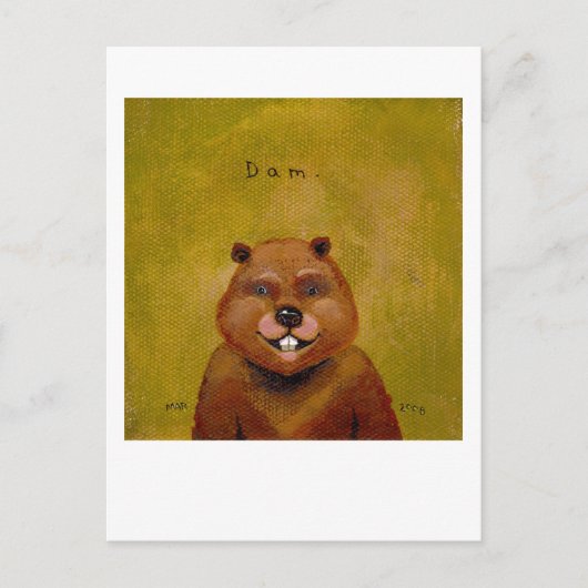 Biberkunst Original-Malerei leicht abgedroschener Postkarte (Vorderseite)