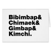 Bibimbap & Chimaek & Gimbap & Kimchi. Koreanische  (Vorderseite (Horizontal))