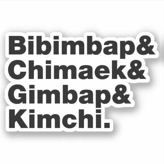 Bibimbap & Chimaek & Gimbap & Kimchi. Koreanische  Aufkleber (Vorderseite)