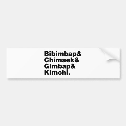 Bibimbap & Chimaek & Gimbap & Kimchi. Koreanische Autoaufkleber (Vorne)
