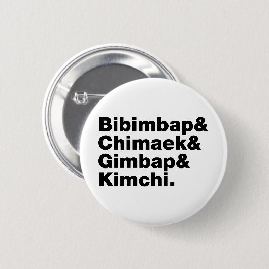Bibimbap & Chimaek & Gimbap & Kimchi. Koreanische Button (Vorne & Hinten)
