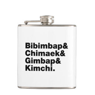 Bibimbap & Chimaek & Gimbap & Kimchi. Koreanische  Flachmann