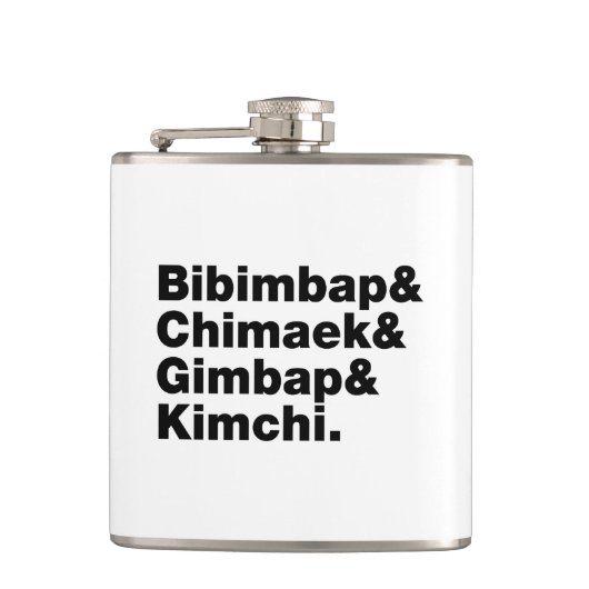 Bibimbap & Chimaek & Gimbap & Kimchi. Koreanische  Flachmann (Vorderseite)