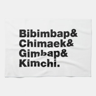 Bibimbap & Chimaek & Gimbap & Kimchi. Koreanische  Geschirrtuch