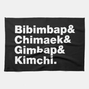 Bibimbap & Chimaek & Gimbap & Kimchi. Koreanische  Geschirrtuch