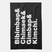 Bibimbap & Chimaek & Gimbap & Kimchi. Koreanische  Geschirrtuch (Vertikal)