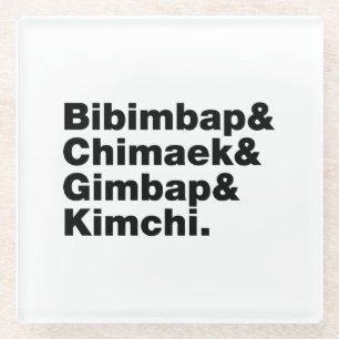 Bibimbap & Chimaek & Gimbap & Kimchi. Koreanische Glasuntersetzer